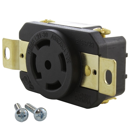 30A 120/280V NEMA L21-30R Flush Mount Locking Industrial Grade Receptacle
